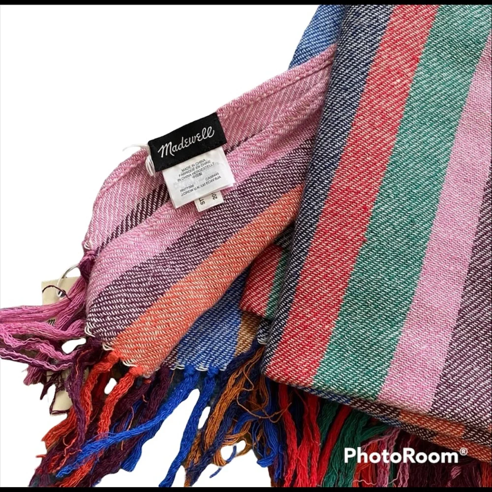 Madewell Silk Rainbow Stripe Cape Scarf NWT